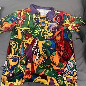 Men’s multicolor floral polo size large